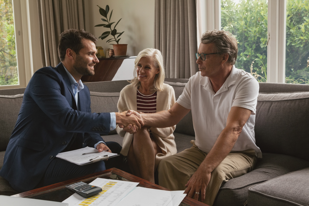 a happy family after face to face consultation